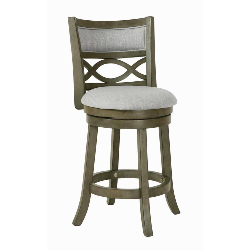 New Classic Furniture,Manchester 24" Solid Wood Counter Stool With Fabric Seat In Ant Gray