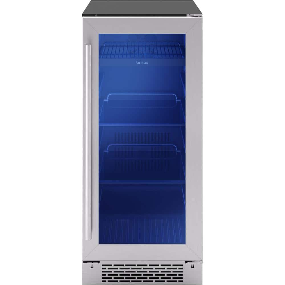 Brisas 15 in. 4-Bottle and 64-Can Single Zone Beverage Cooler in Stainless Steel