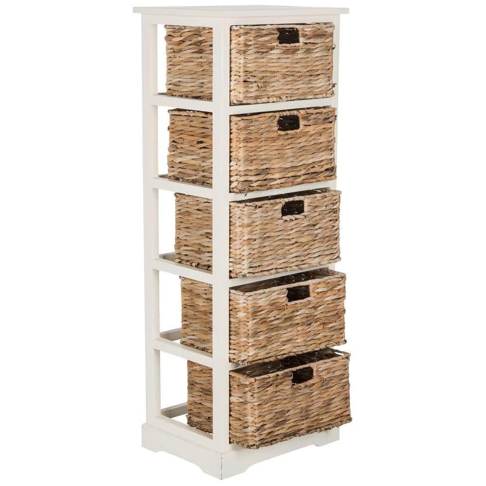 Dovecove White 5-Drawer Wicker Basket Storage Tower (Fully Assembled) | Wayfair