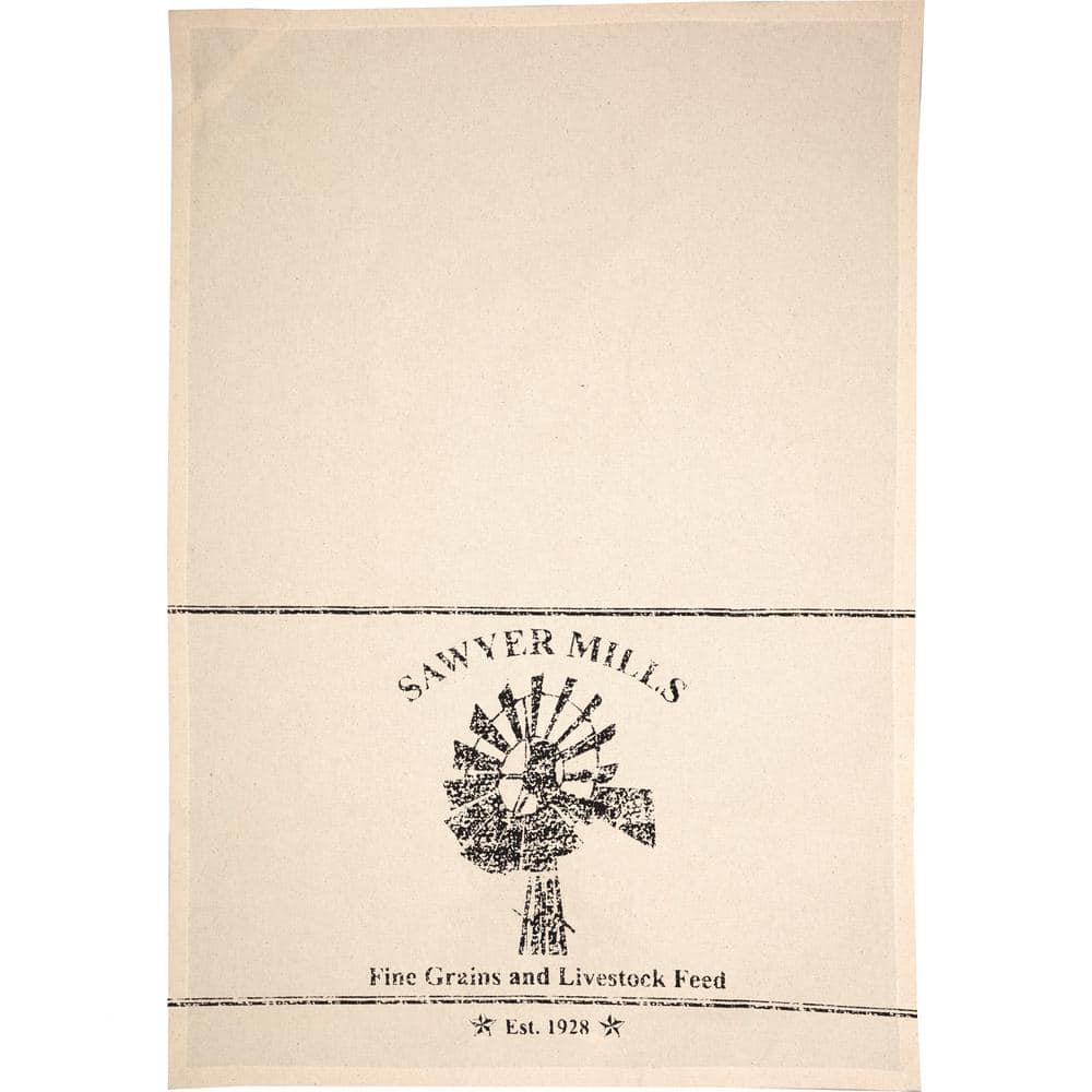 Sawyer Mill Charcoal Windmill Muslin Unbleached Natural Tea Towel 19x28 VHC Brands