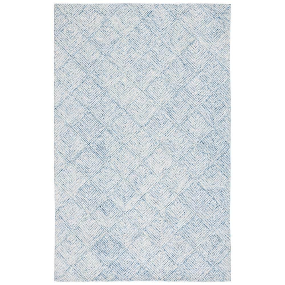 Abstract ABT428 Handmade Indoor Area Rug - Blue/Ivory - 6'x9' - Safavieh