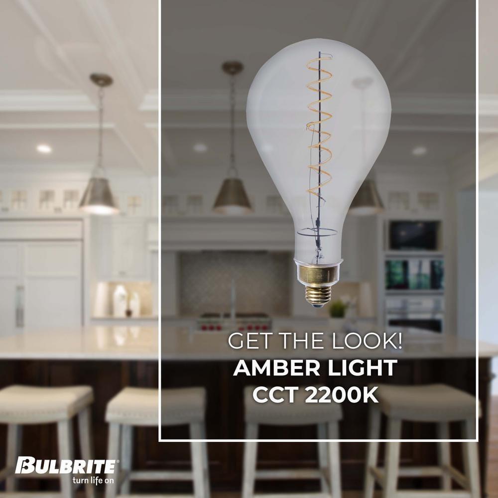 Bulbrite Industries 776300 Oversized PS52 Clear LED Edison Bulb, 60 Watt Equivalent, E26 Dimmable 2200K