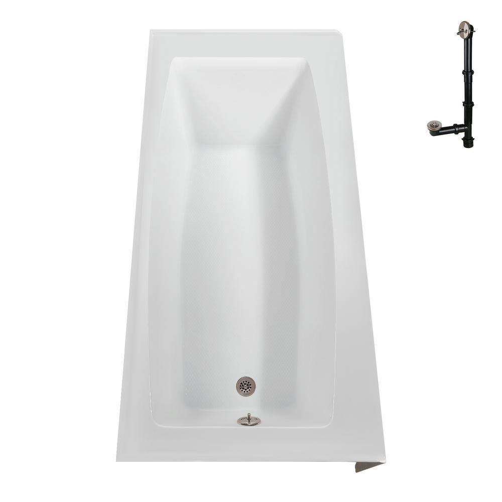 Streamline 60 in. x 30 in. Acrylic Left-Hand Drain Alcove Bathtub in Glossy White With External Drain