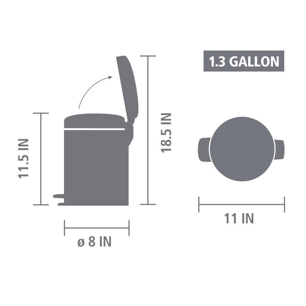 Brabantia NewIcon Step On Trash Can, 1.3 Gallon (5 Liter)