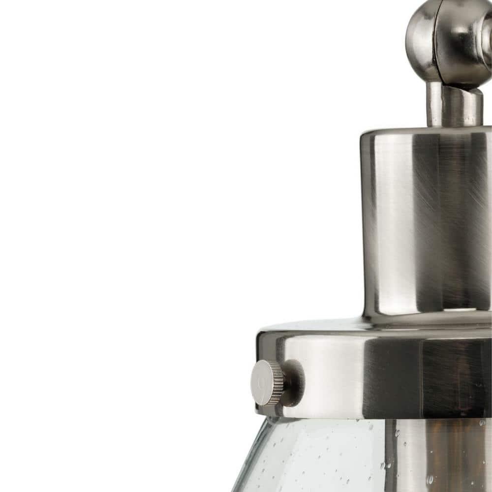Progress Lighting Hinton 1-Light Industrial Pendant, Brushed Nickel, Seeded Glass Shade