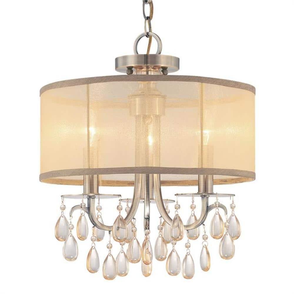 Crystorama Lighting Hampton 3 - Light Chandelier in  Antique Brass