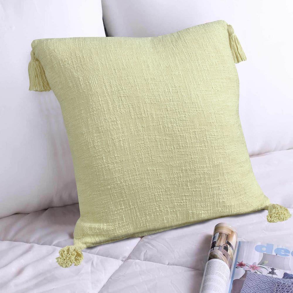 Ox Bay Hampton 20" x 20" Yellow Solid Cotton Reversible Adult Decorative Throw Pillow