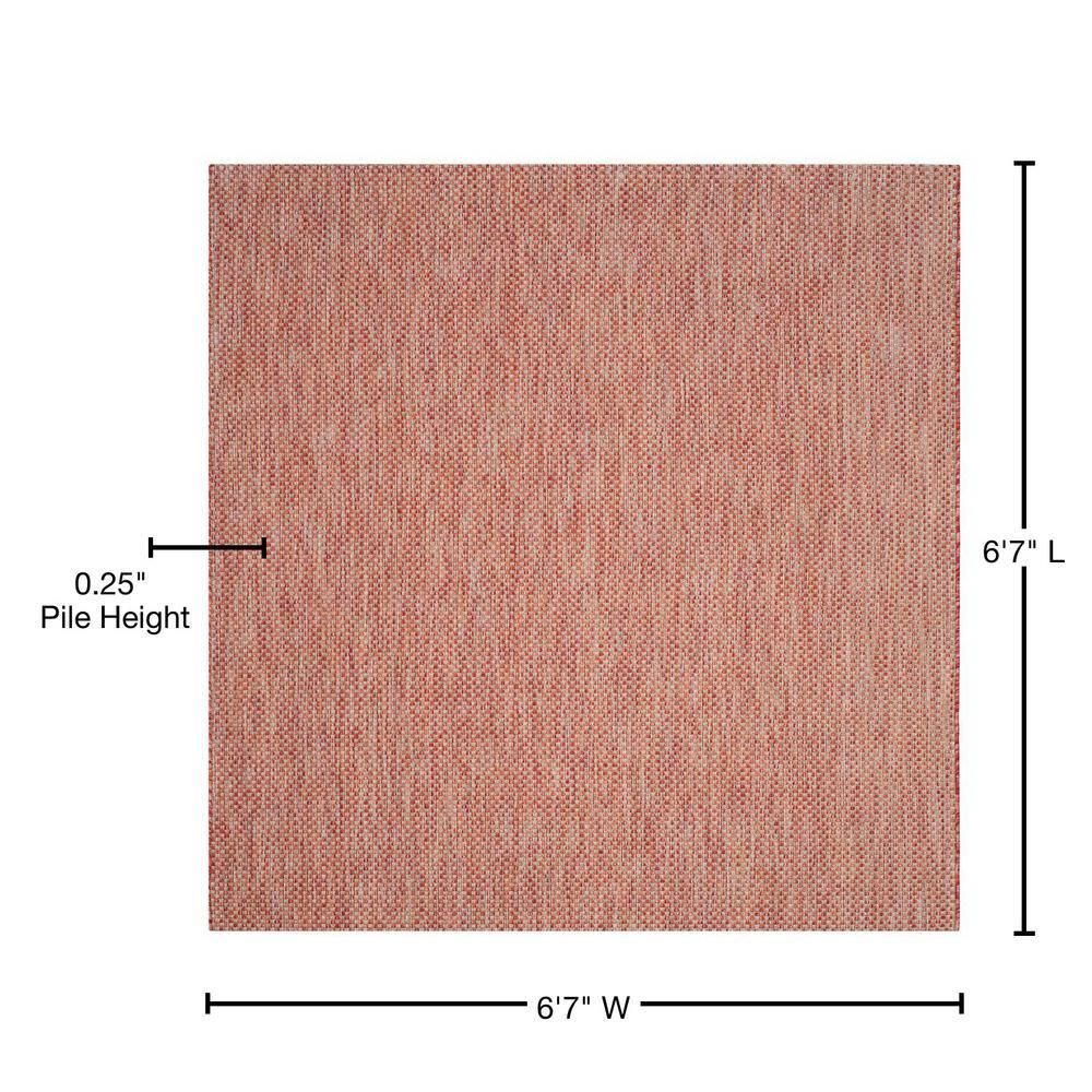 Courtyard CY8521 Power Loomed Indoor/Outdoor Area Rug - Red/Beige - 6'7"x6'7" - Safavieh.