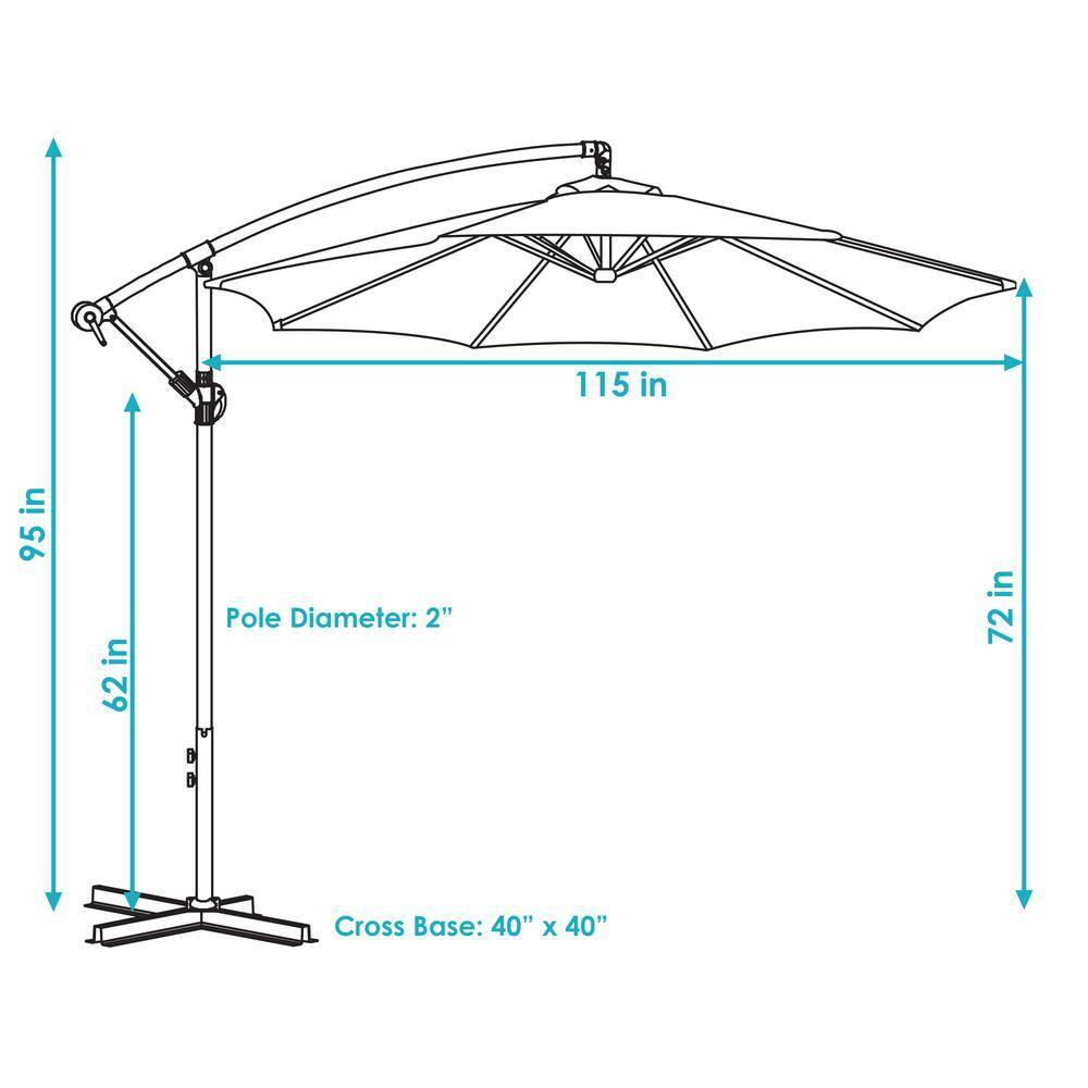 Sunnydaze Outdoor Steel Cantilever Offset Patio Umbrella with Air Vent, Crank, and Base - 9' - Cherry