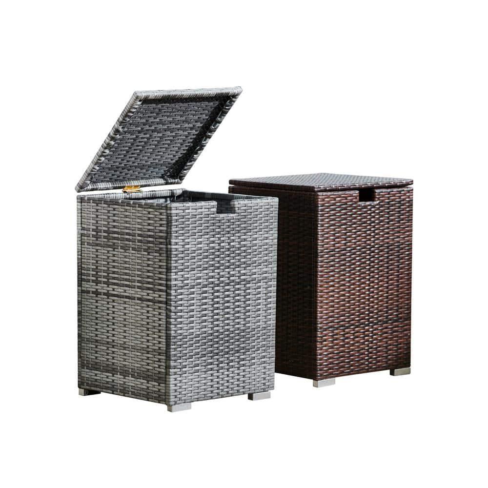 Teamson Home Outdoor PE Rattan & Wicker Propane Tank for 20-lb. tanks Cover Table