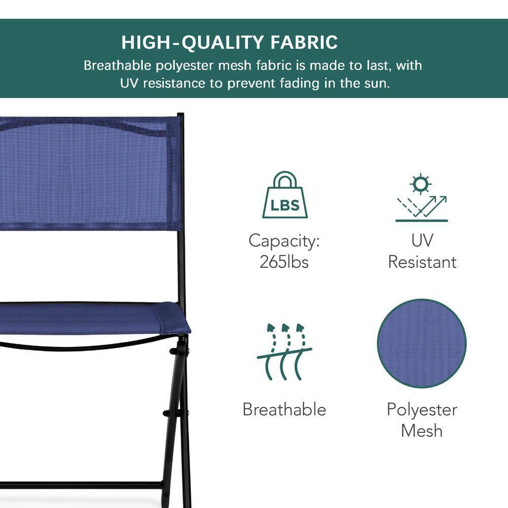 George Oliver 3-Piece Patio Bistro Dining Furniture Set W/ Glass Tabletop, Folding Chairs