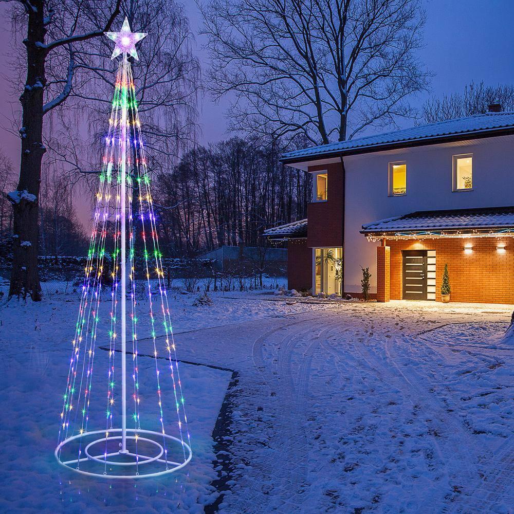 Alpine Corporation 86"H Indoor Artificial Christmas Tree with Multi-Colored Lights and Star Topper , Christmas Decoration