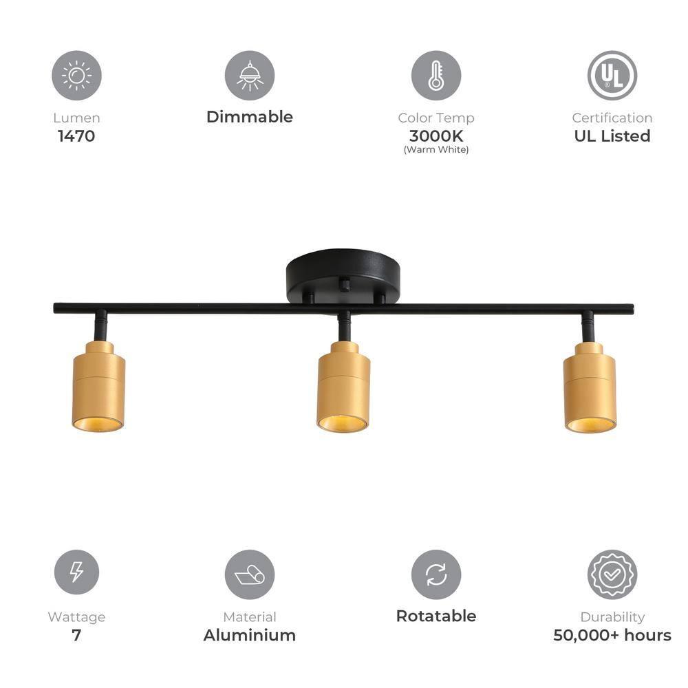 Vidalite Shura 3-Light Integrated LED Track Light with Rotatable Heads, 2 ft. Fixed Track Lighting Kit, 3000k, 1470 Lumens