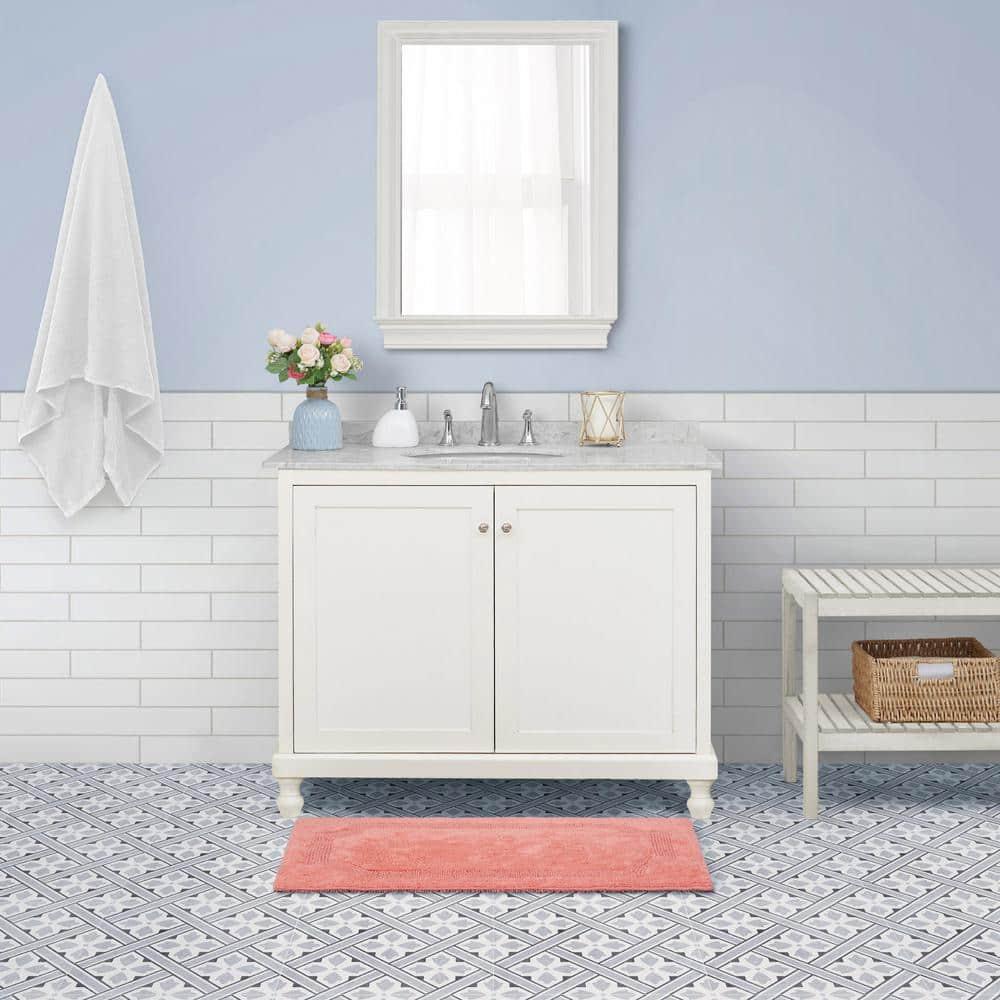 Laura Ashley Reversible Cotton 21 x 34 in. Bath Mat, Coral