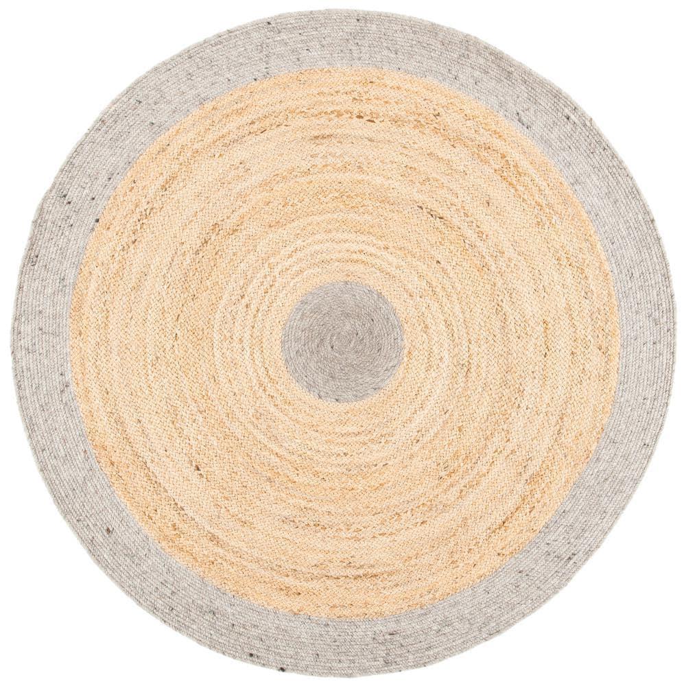 Braided BRD910 Hand Woven Indoor Area Rug - Silver/Natural - 5' Round - Safavieh