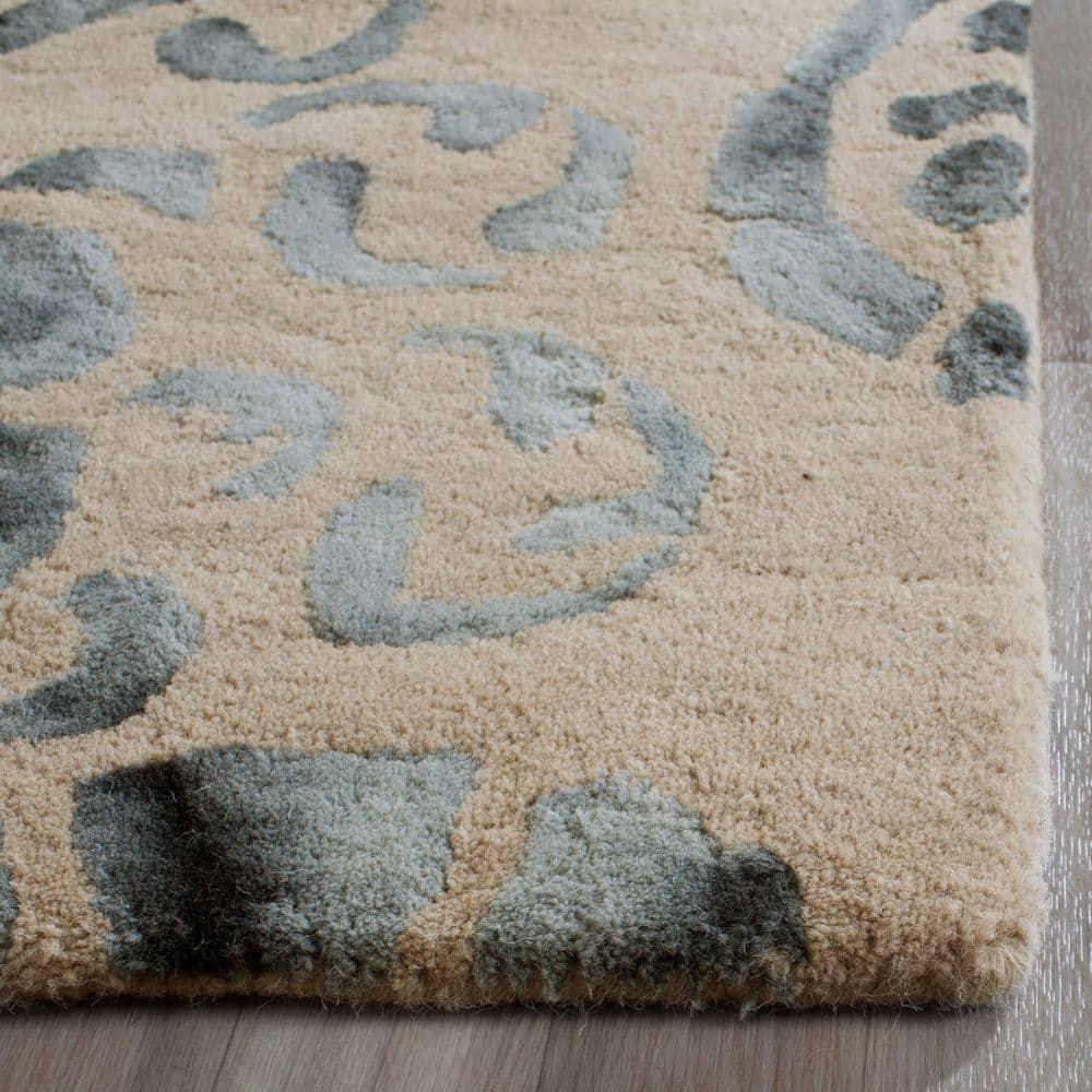 SAFAVIEH Dip Dye Collection 2' x 3' Ivory / Navy DDY719P Handmade Premium Wool Accent Rug