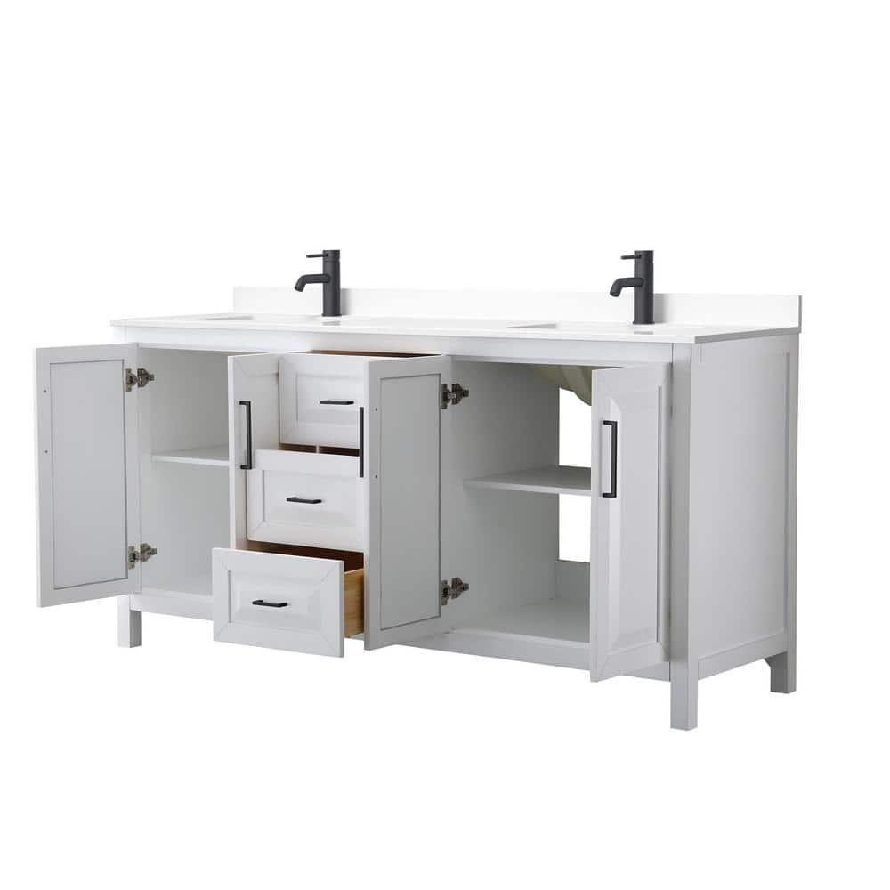 Wyndham Collection Daria 72'' Double Bathroom Vanity with Carrara Marble Top