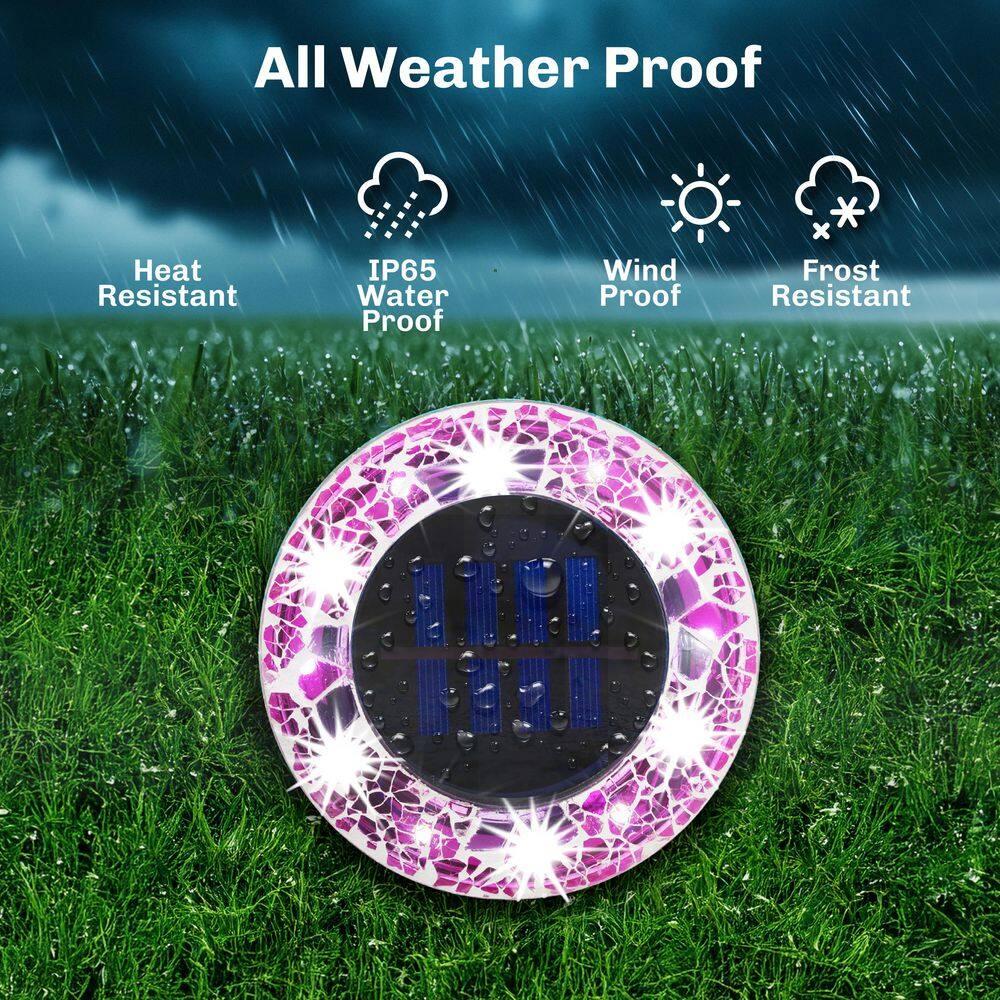 Bell + Howell Bell+howell Disk Lights Solar Ground Lights Mosaic Wireless Auto On/off Solar Pathway Garden Outdoor Lighting With 6 Led Bulbs For Lawn, Patio, Garden, Yard, Pathways Waterproof, 4 Pack - Blue & Reviews | Wayfair