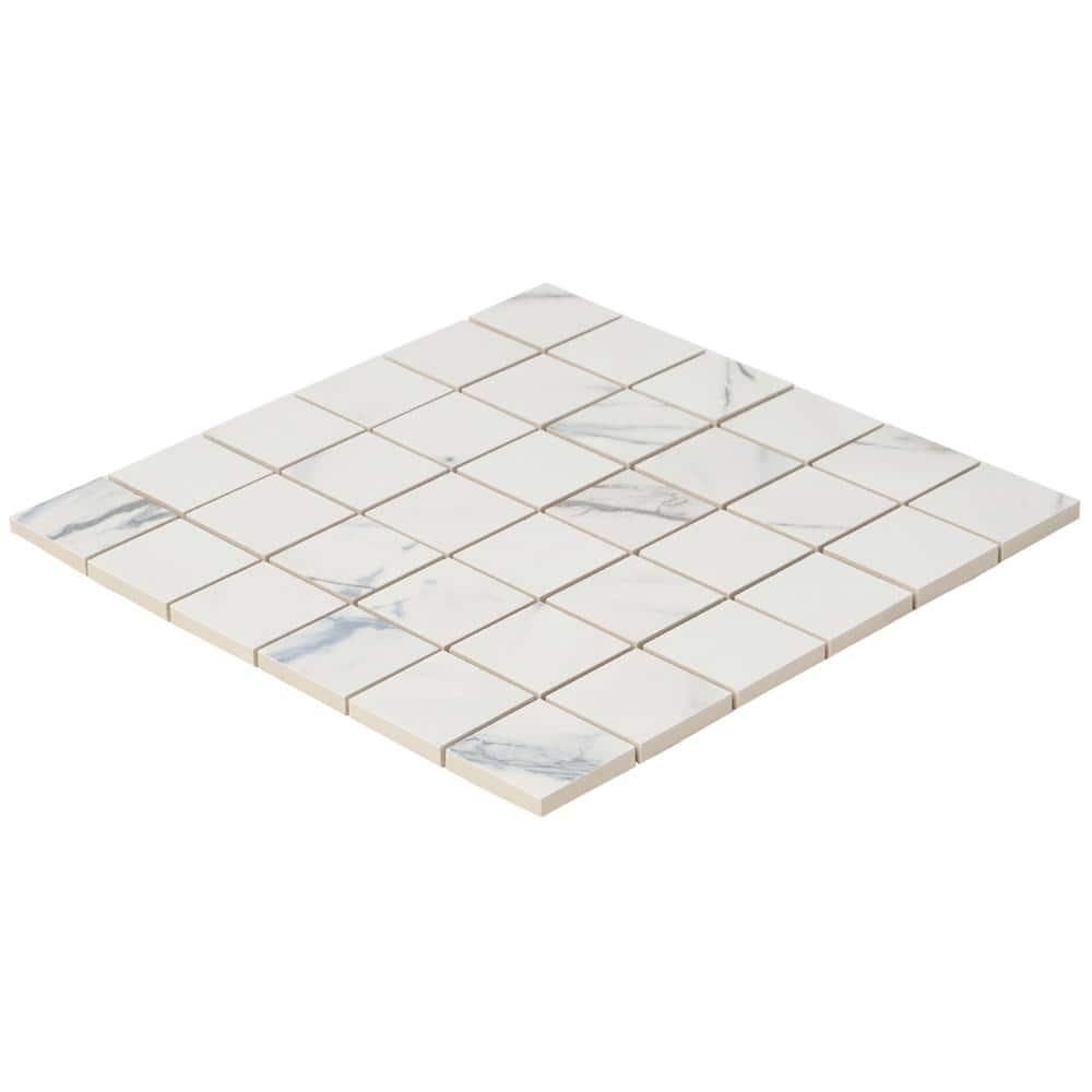 Calacatta Indigo 2" x 2" Porcelain Grid Mosaic Wall & Floor Tile