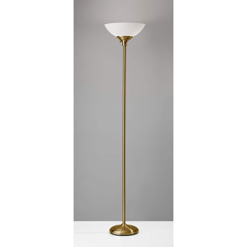 Adesso® Glenn 300W Torchiere, 71"H, Antique Brass Base