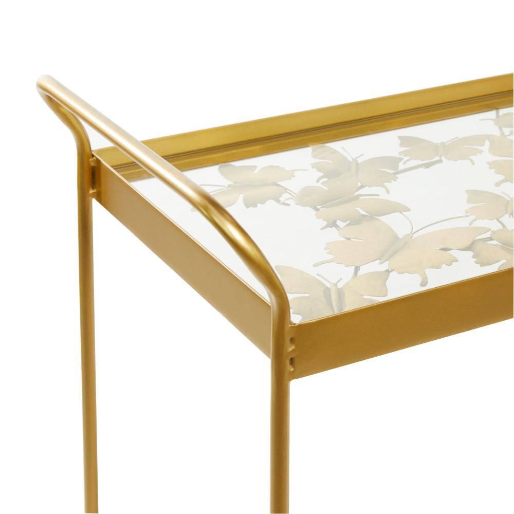 DecMode Metal Bar Cart Contemporary Gold