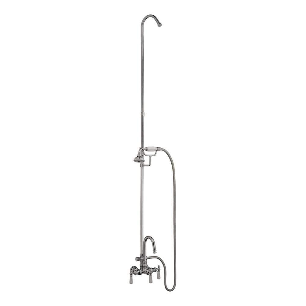 3 Handle Bathroom Clawfoot Tub Faucet with Diverter