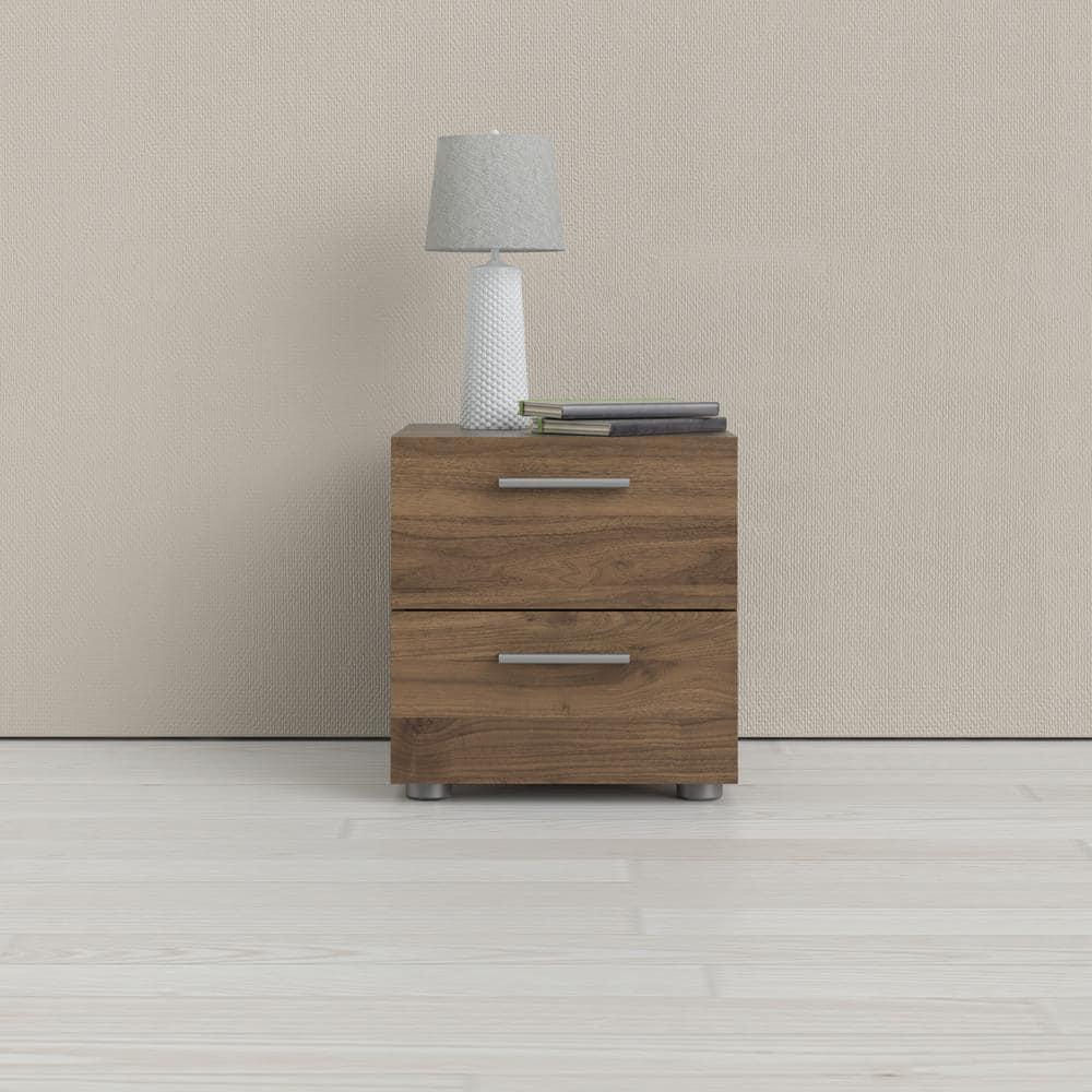 Tvilum Loft 2 Drawer Bedroom Nightstand for Adults, Walnut
