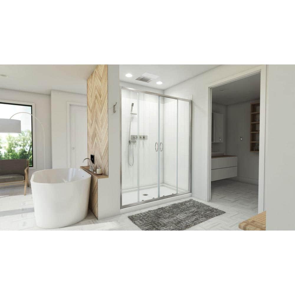 DreamLine Visions 60" W x 36" D x 78" H  Semi Frameless Rectangle Shower Kit with Fixed Panel and Base Included D2116036XXC0004