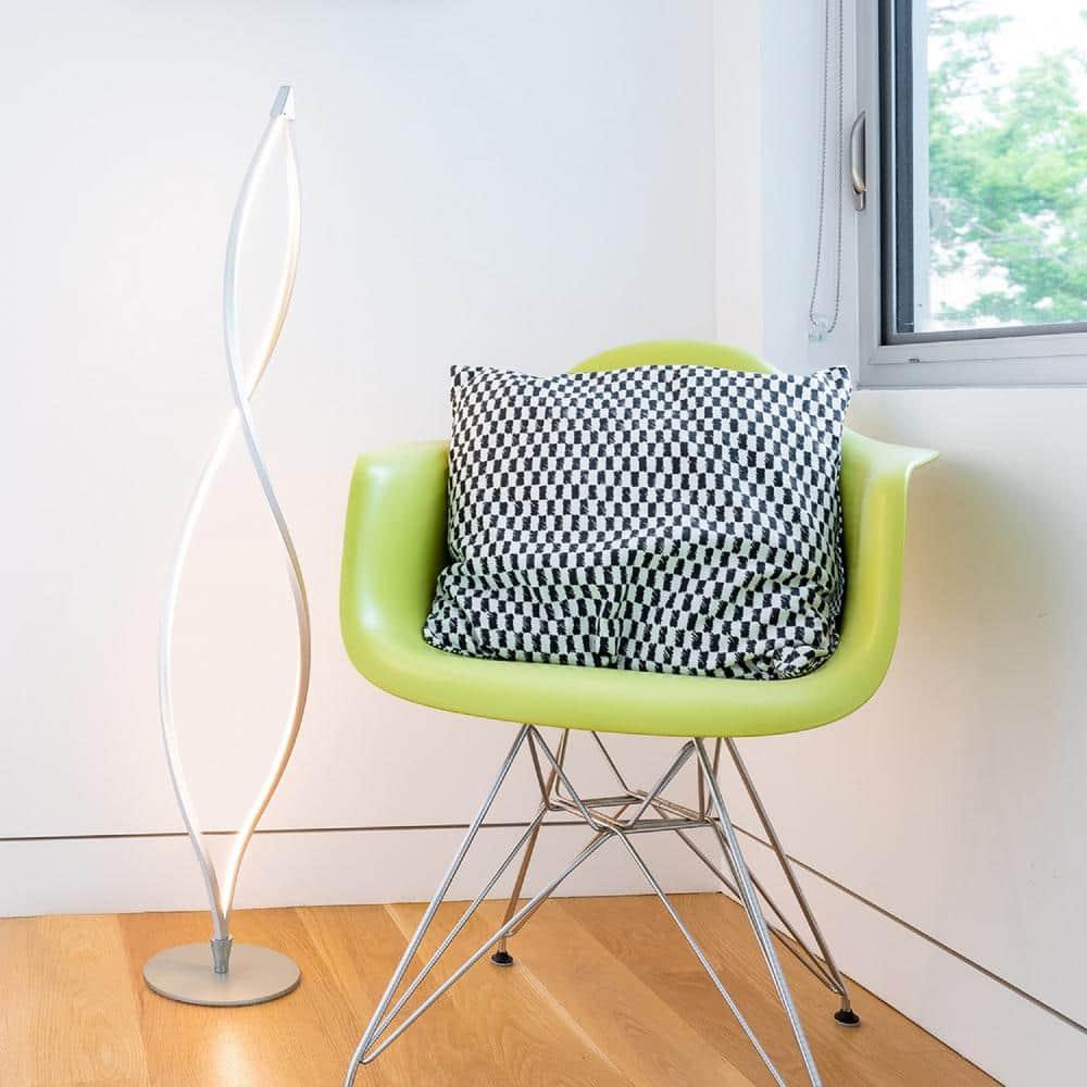 Brightech Twist 43 in. Industrial 2-Light LED Energy Efficient Floor Lamp with Built-In 3-Way Dimmer