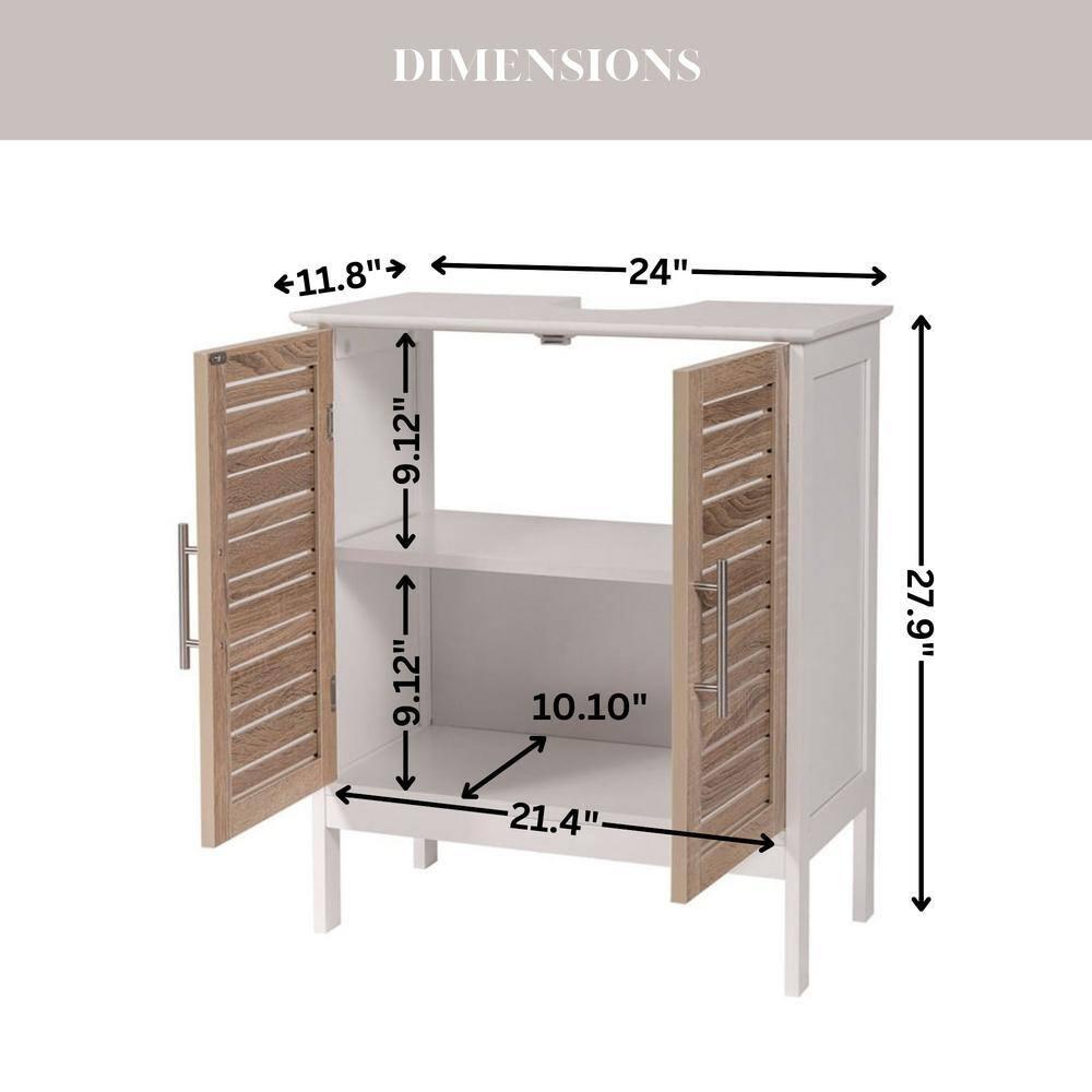 Evideco Stockholm Vanity Base Only Sink Floor Cabinet 2 Doors Oak-Colored