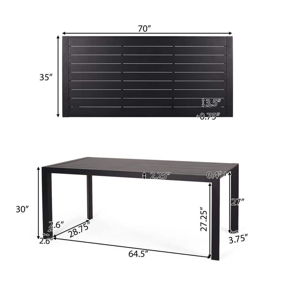 Combes Aluminum Outdoor Dining Table, Black