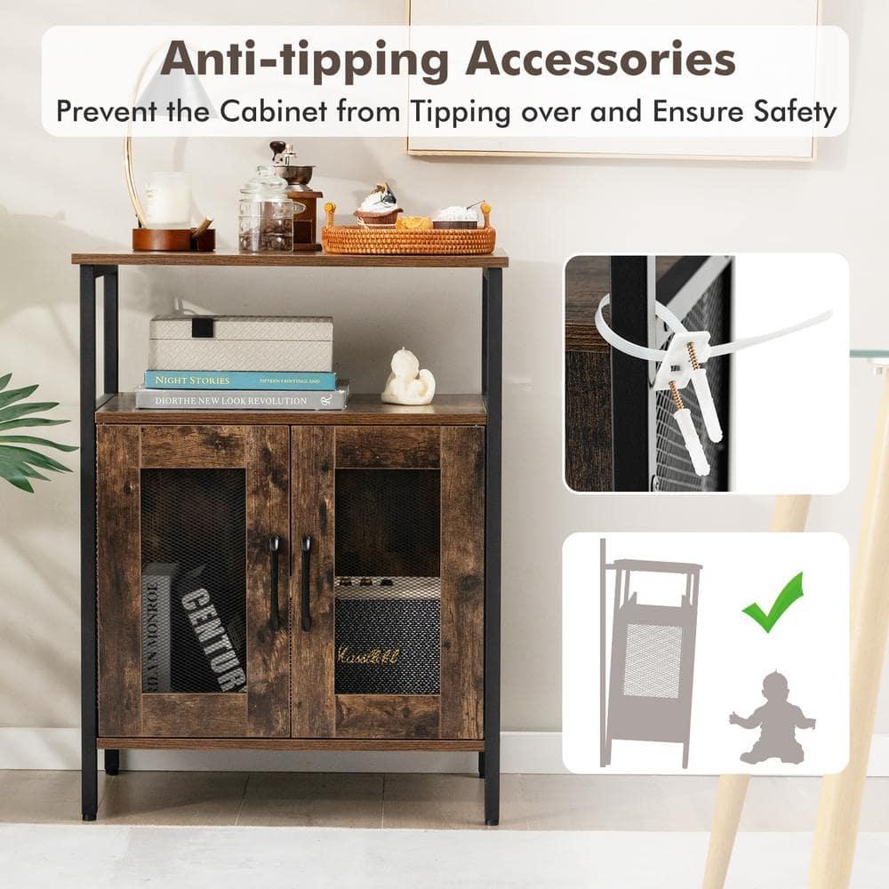 Industrial Sideboard Buffet Cabinet with Removable Wine Rack