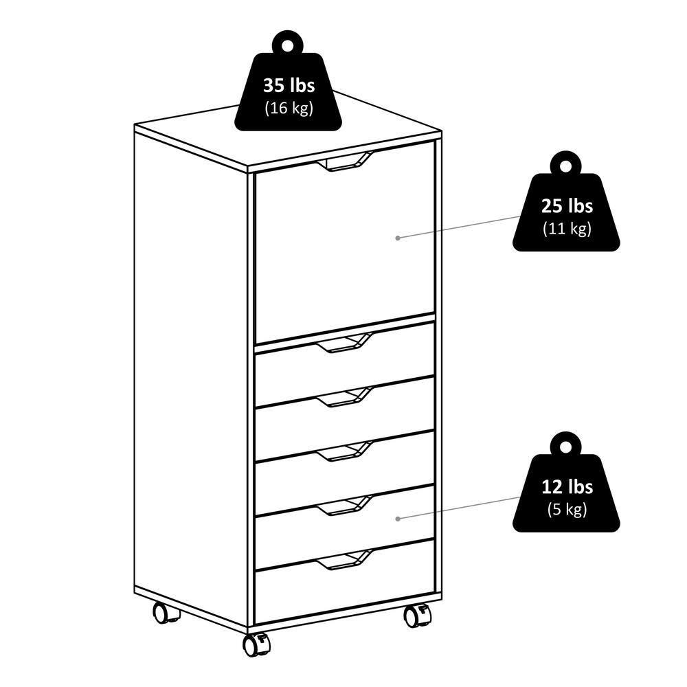 Halifax 5 Drawer Cabinet White - Winsome: Wood Composite Office Furniture, Printer Stand with Storage