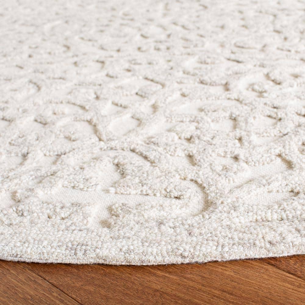 Trace TRC103 Hand Tufted Area Rug - Camel/Ivory - 6' Round - Safavieh.