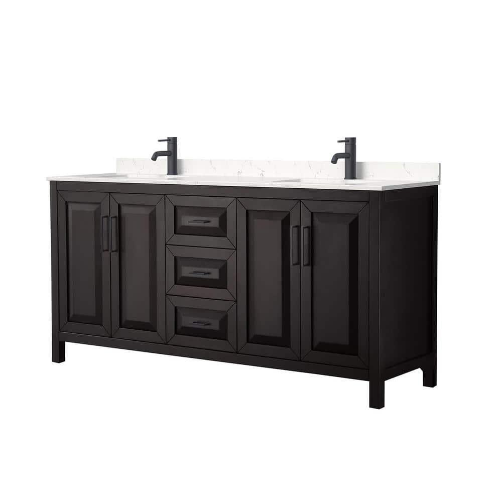 Wyndham Collection Daria 72'' Double Bathroom Vanity with Carrara Marble Top