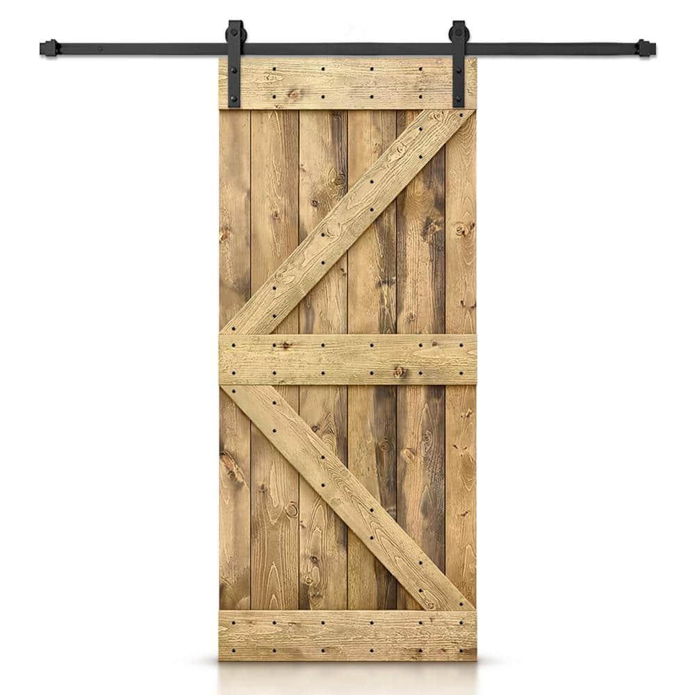 Calhome 84'' Solid Wood Paneled Painted with Installation Hardware Kit Barn Door