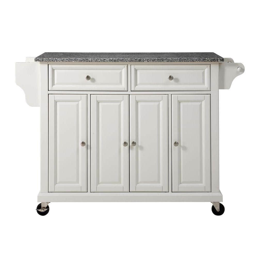 Crosley Furniture Wood/Solid Granite Kitchen Cart in White/Gray