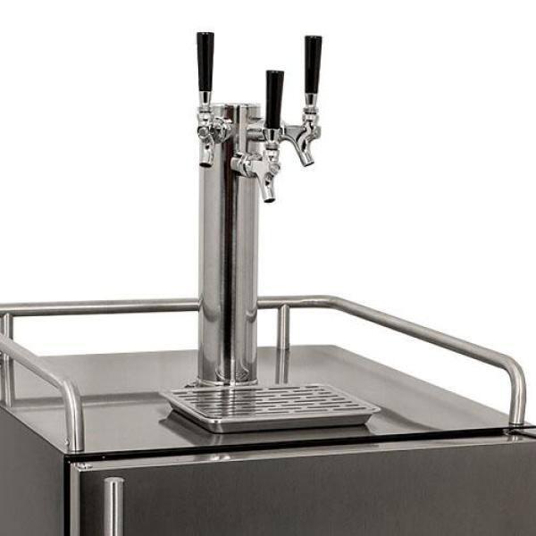 EdgeStar EdgeStar Outdoor Party 6.62 Cubic Feet Silver Outdoor Triple Tap Freestanding Kegerator with Door Lock and Adjustable Temperature
