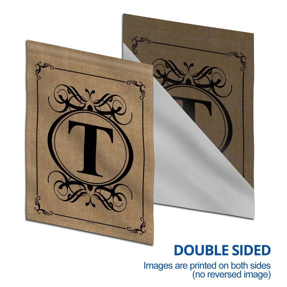 Arlmont & Co. Octaviana Classic Monogram Letter Garden Flag, Double Sided Family Last Name Initial Yard Flags - Personalized Welcome Home Decor - 18 x 12.5 Inch