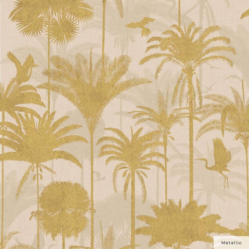Tempaper Royal Palm Metallic Gold Peel and Stick Wallpaper, 20.5" x 16.5'