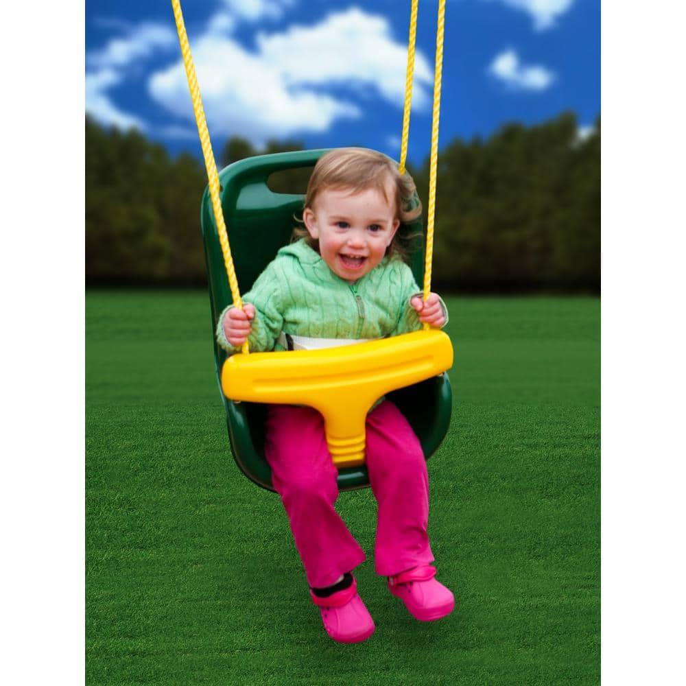 Swing-N-Slide Infant Swing, Safe and Study Toddler Swing for Swing Set- Green with Yellow Rope