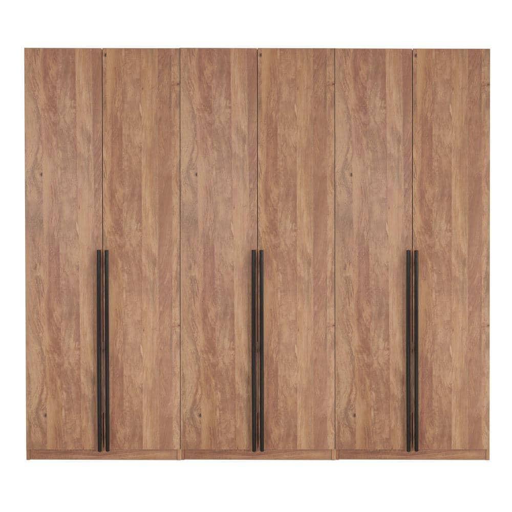 Manhattan Comfort Set of 3 Lee 2 Door and 2 Drawer Wardrobe Closets Golden Brown: Modular Storage Units, MDF Construction