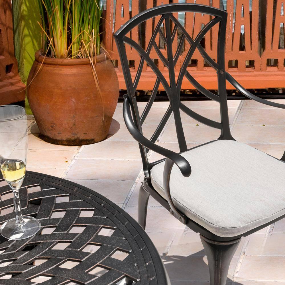 15 in. x 16 in. Outdoor Patio Chair Seat Cushion in Gray (2-Pack)