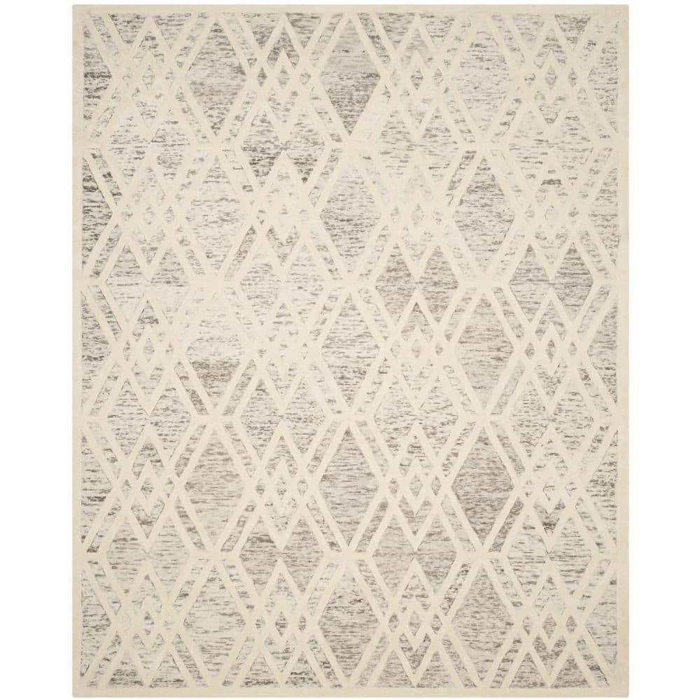 SAFAVIEH Cambridge Rordan Faded Geometric Wool Area Rug, Light Brown/Ivory, 8' x 10'