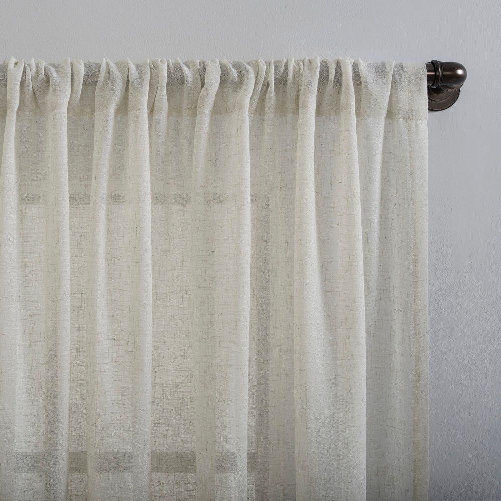 96"x52" Crushed Texture Anti-Dust Sheer Curtain Panel Off White - Clean Window: Modern Linen Rod Pocket