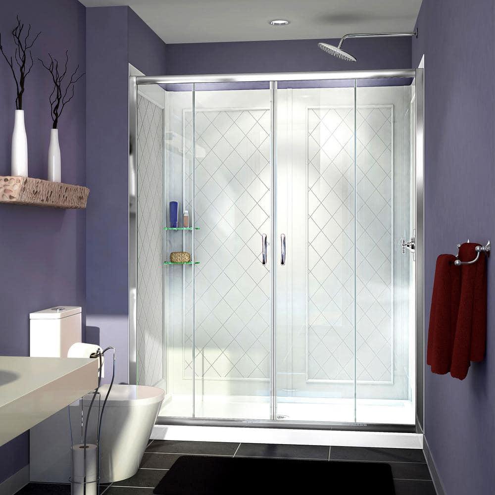 Visions 60" x 30" x 76.75" Sliding Frameless Shower Door