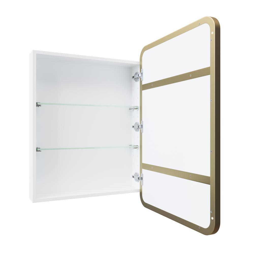 Stainless Steel Recessed Framed Single Door Medicine Cabinet with Adjustable Shelves