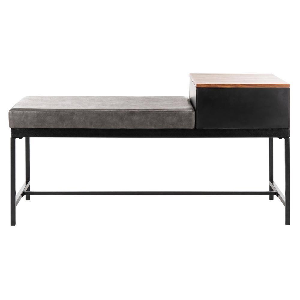 Maruka Bench with Storage - Brown/Grey - Safavieh