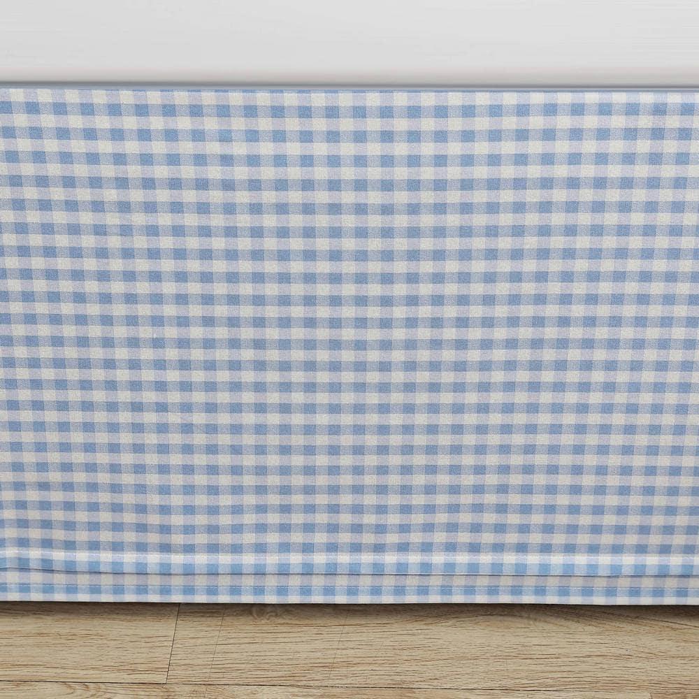 Laura Ashley Hedy Blue/White Check 100% Cotton Tailored Bed Skirt 14.5" drop