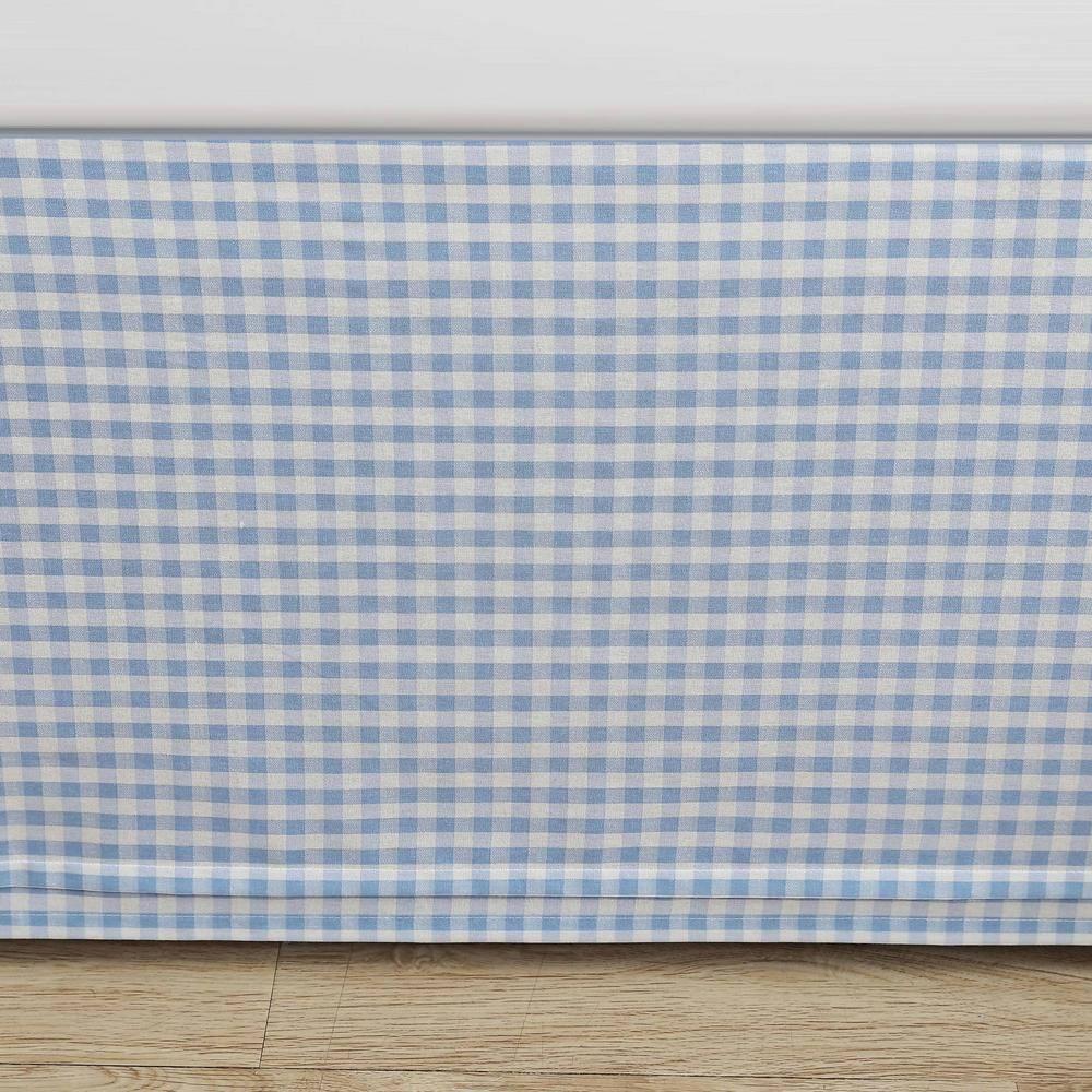 Laura Ashley Hedy Blue/White Check 100% Cotton Tailored Bed Skirt 14.5" drop